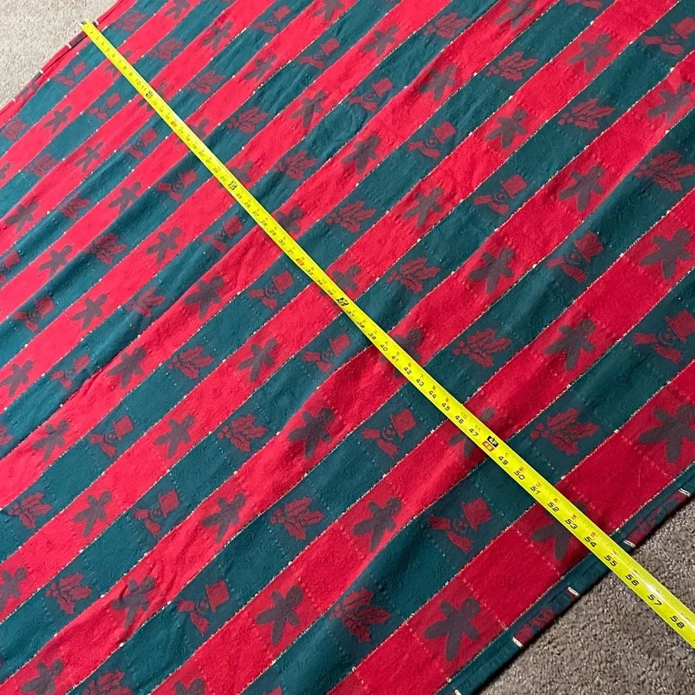 Festive Red and Green Holiday Blanket with Gold & White Trim Snowmen Festive Che